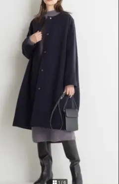 【美品】PLST ヤクブレンドコート　ノーカラーのサムネイル