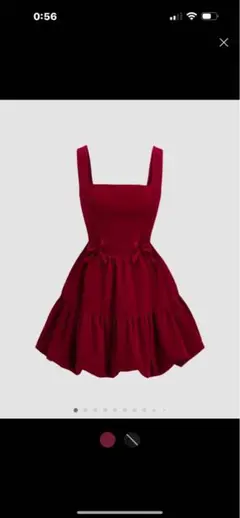 バーガンディ スクエアネック ワンピース