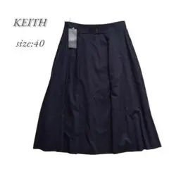 [新品] KEITH スカート 膝下 デート オフィス 綺麗め ウエストマーク