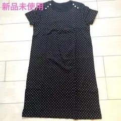 ⭐︎新品⭐︎UNIQLO ドット柄 半袖カットソーワンピースルームウェアブラックのサムネイル