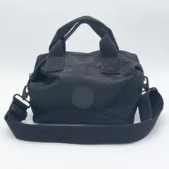 【良品】キプリング　2way ショルダーバッグ　黒　ブラック　総柄　ロゴ金具
