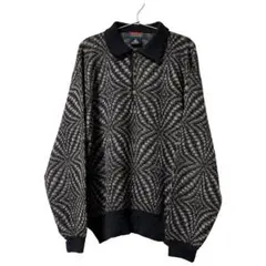 【Vintage】90s ニットポロ 幾何学柄