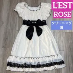 ❣️レストローズ❣️フリルとレースのパフスリーブひざ丈ワンピース