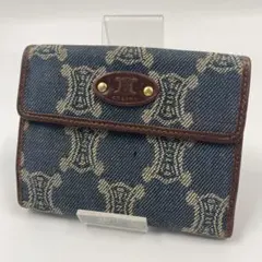 CELINE セリーヌ　二つ折り財布　パリマカダム　デニム　トリオンフ　レザーのサムネイル