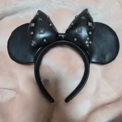 スタッズ付き黒ミッニー耳カチューシャ
