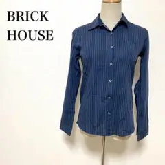 BRICK HOUSE レディース 長袖シャツ ストライプ ネイビー Mサイズ