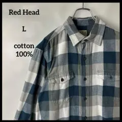 ネルシャツ　ギンガムチェック　Red Headレッドヘッド　ブルーホワイト00s