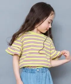 BREEZE ボーダー フリル袖 Tシャツ イエローのサムネイル