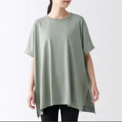 無印良品 スムース編半袖チュニック婦人ＸＸＬ・ライトグリーン 新品のサムネイル