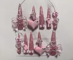現品 ネイルチップ 量産型 ピンク 姫ギャル 平成女児 地雷系 ゴテゴテネイル