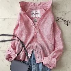 極美品＊フランクアンドアイリーン BARRY リネンスキッパーシャツ ストライプのサムネイル