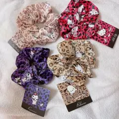 【サンリオ】ヒョウ柄シュシュ4個セット