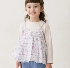 petit main 花柄フリル長袖カットソー 120