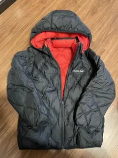 mont-bell フード付きダウンコート ネイビー/レッド