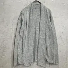 無印良品(L)ロングカーディガン/グレー/フロントオープン/レディース