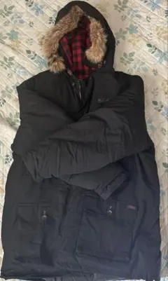 ウールリッチ アークティックパーカー ダウン チェック柄 黒　XXL