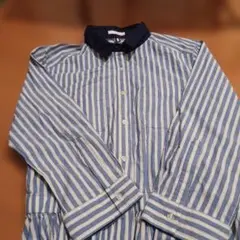 青と白のストライプ シャツワンピース S