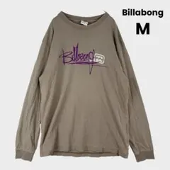Billabong ロンT M ベージュ ロゴプリント 長袖Tシャツ ストリート