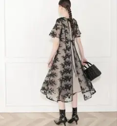花柄後ろリボン半袖キャミワンピースセットアップワンピース　オケージョン　結婚式