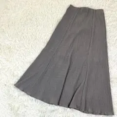 レトロガール ウエストゴム ギャザー フレア ロングスカート グレー