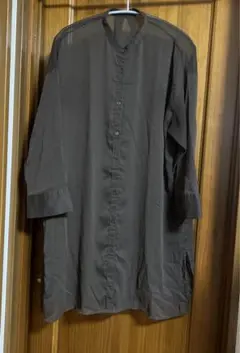 GU トップス　シャツブラウス　ロングシャツ　ブラウス　茶系　M ⭐︎