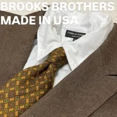 USA製BROOKS BROTHERS マスタード　幾何学模様 シルクネクタイ