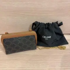 CELINE セリーヌ チェーンクラッチ /スムースカーフスキン 黒 - メルカリ