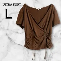 ULTRA FLIRT ブラウン Tシャツ カットソー 【Ｌ】