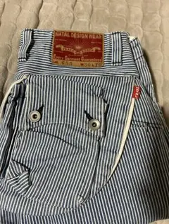 eleven 2ndイレブンセカンド ヒッコリーワイドパンツ 美品 ブルー
