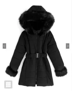 ベルト付きファーダウンコート GRL ブラック L