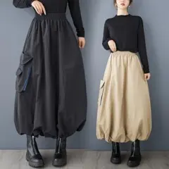 大きいサイズ ロングスカート 着痩せ 切り替え おしゃれ度高め ポケット付き