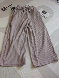 GU ストライプリブワイドパンツ