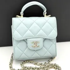 美品 CHANEL ラムスキン 2WAY ミニ ショルダーバッグ マトラッセ