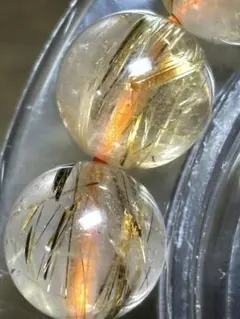 ゴールドシルバータイチンルチルブレスレット 約10.5㎜大玉（新品未使用）金運