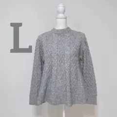 iMAGE イマージュ ケーブルニット セーター L グレー 長袖 秋冬