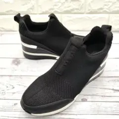 良品 EVOL メッシュ 厚底 スリッポンスニーカー 黒 ウェッジソール