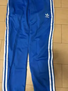 adidas 青 ジャージ パンツ ストライプ