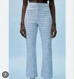 ZARA チェックパンツ ブルー xs
