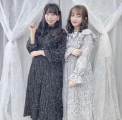 エブリンevelynオリジナル花柄プリーツワンピース サックス 量産型