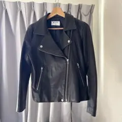 BLACK BY MUSSY ブラック ラム革ライダースジャケット