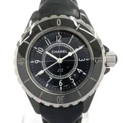 【美品】CHANEL J12 33mm 自動巻き ブラック 純正レザーバンドのサムネイル