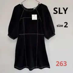 新品 SLY スライ バルーン袖 Aラインミニワンピース ブラック Mのサムネイル