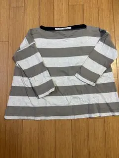 DAIRY COMFORT 五分袖Tシャツ グレーとホワイトストライプ