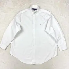 90s ラルフローレン ヤーマス オックスフォード BD シャツ 長袖 白 XL