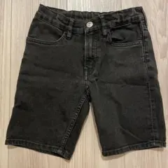 H&M スリムフィット ブラックデニムショーツ 122
