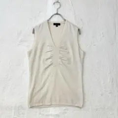 エポカ【40】ベージュ系 ノースリーブニット 絹カシミヤ混 ギャザー 春夏秋のサムネイル