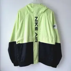 ナイキ NIKE AIR フード付きナイロンジャケット 蛍光グリーン 黒 S
