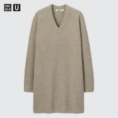 UNIQLO U/ プレミアムラムVネックワンピース　グリーン　Mサイズ