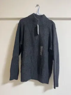 ユニクロ　スフレヤーンハーフジップセーター　ダークグレー　M