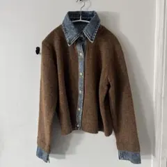 デニム襟ボタンニットカーディガン　キャメル　lumier リュミエ　同型